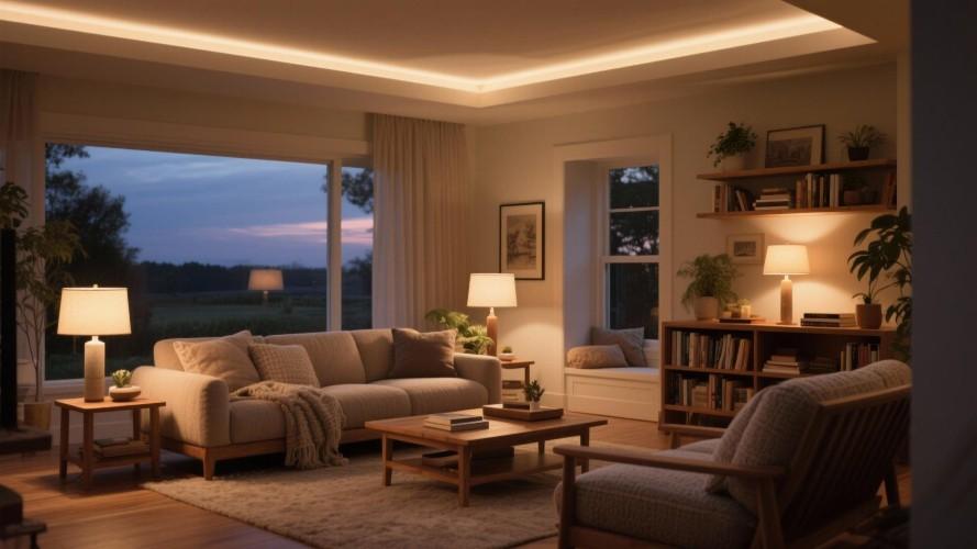 Home decor lighting ideas with natural sunlight, layered lights, pendant lamps, and warm lighting creating a stylish and comfortable living environment.