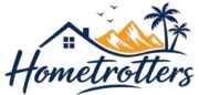 Hometrotters home decor ideas logo with modern house and nature theme