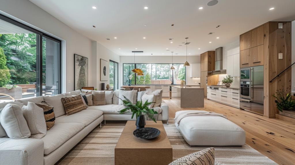 Modern home decor with clean living space, minimal design, and well-arranged furniture for a comfortable lifestyle